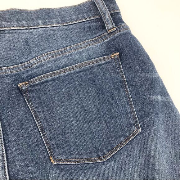 J. Crew Mercantile Blue Denim Frayed Raw Edge Factory Distressed Mini Skirt - Picture 10 of 16